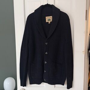 Men's Black Shawl Collar Cardigan Sweater